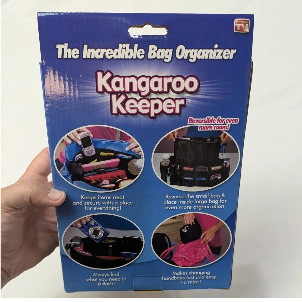 Kangaroo Keeper Bag Organizer Black Reversible Set of 2 Regular & Large
